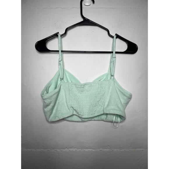 NEW Seven for all Mankind Terry Cloth Cropped Tank Top Size Medium Green - Picture 5 of 7